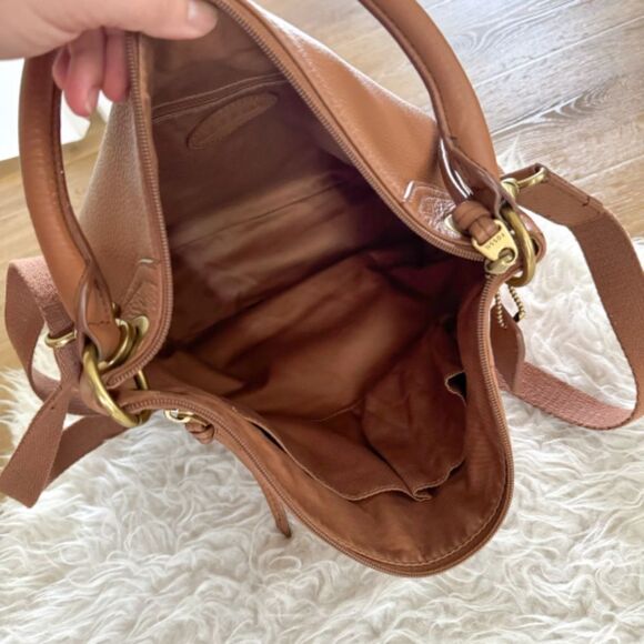 Fossil Karli Large Leather Hobo Style Shoulder Bag - Red Tan Multi - Picture 9 of 9